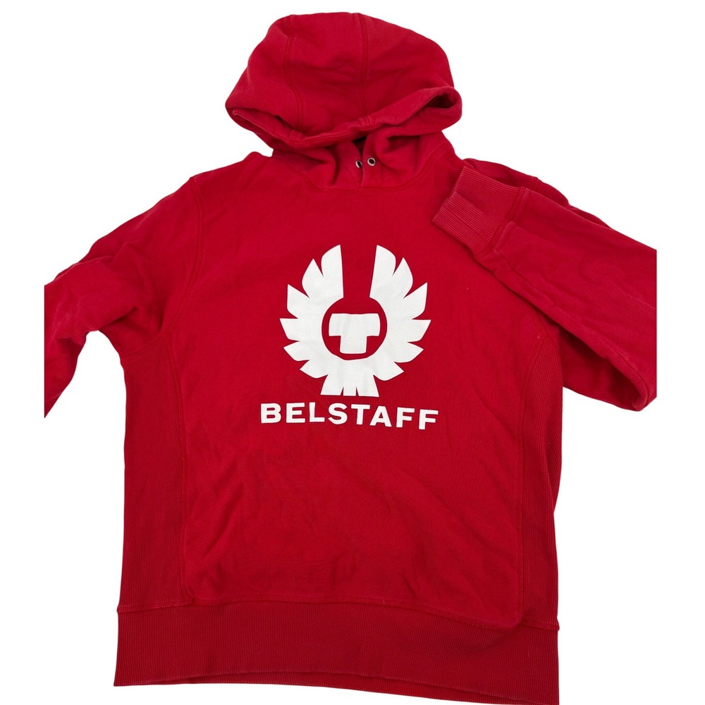 Belstaff Hoodie Sweatshirt Men's Size L Red Large Logo